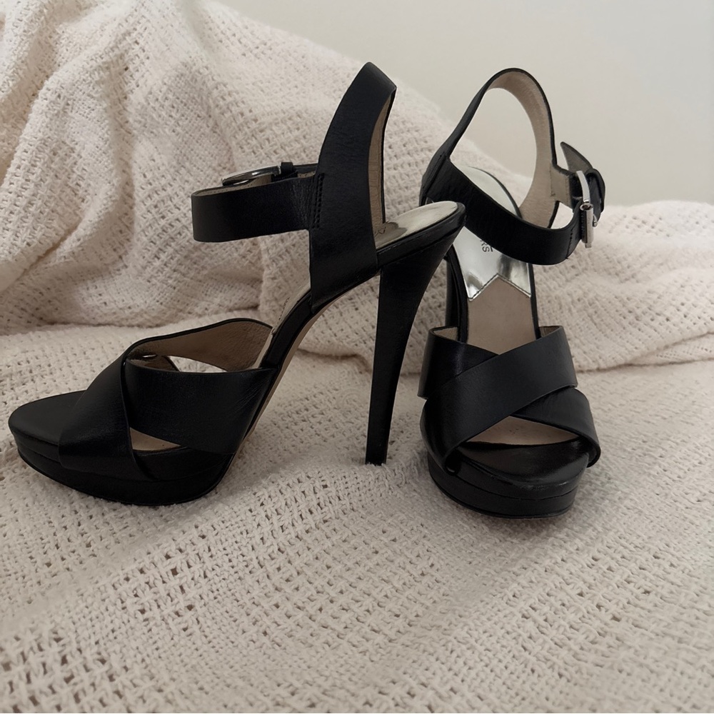 Michael Kors Oksana Black leather High Heel Sandals 6.5 - 7 - Picture 4 of 15